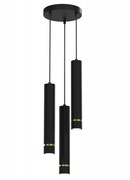 Lampa sufitowa wisząca tuby na kole żyrandol czarny złoty