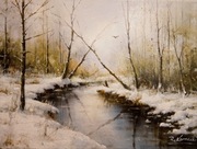 Zimowa rzeczka - olej na płótnie