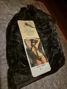 Body czarne koronkowe Anais z opaską na oczy rozmiar XL