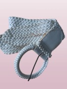 Pasek - PAS - biały - VINTAGE - PLECIONY - BOHO