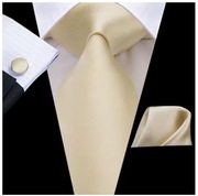 Elegancki Zestaw Krawat Poszetka Spinki Wesele - 3266