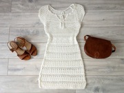 H&M SUKIENKA BIAŁA KRÓTKA MINI BAWEŁNA AŻUROWA NA LATO LETNIA BOHO XS