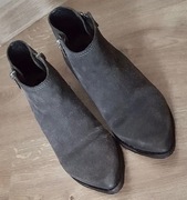 AllSaints__ Skórzane zamszowe szare botki do kostek__36