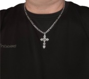 Naszyjnik Figaro 55 cm 5 mm z krzyżykiem – stal, pudełko