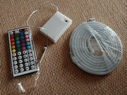 TAŚMA LED RGB 195 cm Z PILOTEM BATERIE AA Ozdobna Listwa LED Dekoracyjna