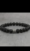 Fajna Czarna Bransoletka Z Naturalnego Kamienia