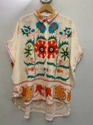 Lniana koszula wzory folk boho oversize kolorowa