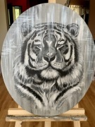 Ręcznie malowany, nowoczesny, owalny obraz. 60x50