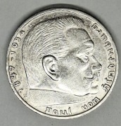 Srebrna moneta 2 marki, III Rzesza, moneta srebrna 1938, E