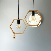 Lampa wisząca drewniana HEXAGON DUE