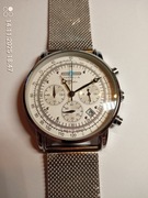 Piękny, stylowy, męski zegarek Zeppelin MOD z białą tarczą, chronograf