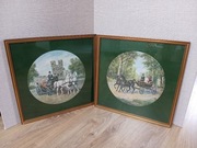 Zestaw 2 reprodukcji Sygnowane Faust Wiener Fiaker & Kutsche mit Notre Dame