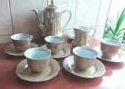 Serwis Włocławek PRL do kawy herbaty marmurkowy beż