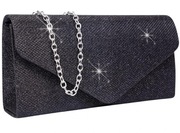 Czarna wieczorowa torebka damska elegancka na ramię błyszcząca