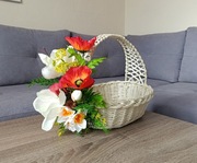 Koszyk wielkanocny na święconkę. Wiklinowy. Stroik na Wielkanoc. Dekoracja 