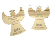 Magnes aniołek, 8 cm, złote lustro, podziękowanie dla chrzestnych, Komunia