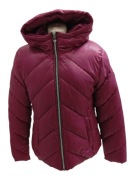 Guess zimowa kurtka magenta z kapturem