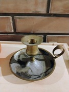 Świecznik mosiądz malowany Vintage