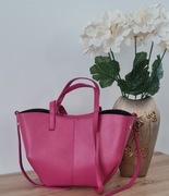 Torebka shopper włoska Borse in Pelle skóra róż fuksja