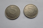 2 x 5 koron szwedzkich -1983 i 1984r.Zestaw