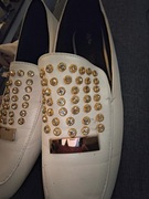 Półbuty mokasyny lordsy loafery białe z kamykami rozmiar 40