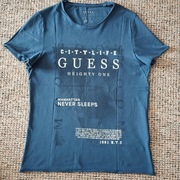 T-shirt męski granatowy z napisami f.GUESS oryginał