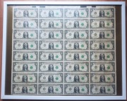Arkusz 32 x 1$ 1981r. Federal Reserve Note w oprawie - green seal