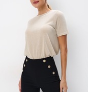 Bluzka Mohito L XL z metaliczną nitką zara złota koszulka 