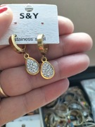 Kolczyki kółka łezki cyrkoniowe 