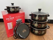 Garnki emaliowane 5 sztuk 