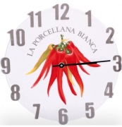 Zegar ścienny z  porcelany włoski styl, czerwone papryczki, śliczny, 3D