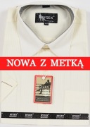 Koszula męska żółta w paski na krótki rękaw kołnierzyk 40/41