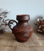 Wazon gliniany z uchem dzban 19 cm dekoracja