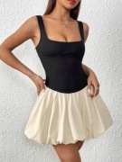 SUKIENKA CZARNO- BEŻOWA NA RAMIĄCZKACH