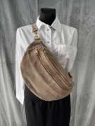 Nerka torebka taupe zamsz naturalny Włoska - nowa