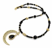 Naszyjnik Luna ksiezyc czarny złoty Lunula kamienie