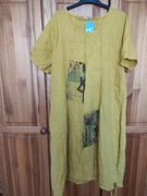 Oversizowa lniana sukienka z  aplikacjami 