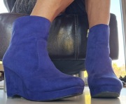 BOTKI zamszowe na koturnie, fioletowe 41 H&M (art.BU-01)