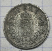 #3104 Norwegia 50 ore 1893 srebro rzadka! 