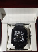 Zegarek iced out cyrkonia stal czarny onyx NOWY