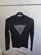 Czarna damska bluzka prążek cyrkonie nowa sml