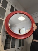 Lustro Space Age 70s PRL 60 cm czerwone | ERG Tychy | vintage design