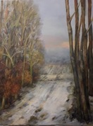 "Bielą otulone" - akryl na płótnie. 