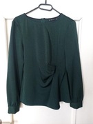 Bluzka długi rękaw Zara basic M 38 butelkowa zieleń