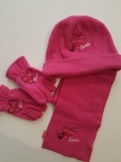 Zestaw BARBIE czapka,szalik i rękawiczki-różowy 