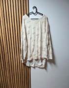 Kremowa bluza w serca bawełna elastan Plus Size 