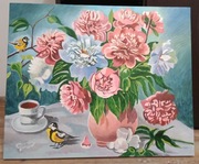 Kwiaty piwonie wiosna  obraz olejny