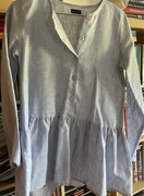 Bluzka Koszula długi rękaw dziewczęca Len niebieska endo 158 164 13 lat