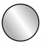 Lustro w czarnej ramie o średnicy 70 cm.
