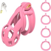 Różowy lekki pas cnoty, cobra chastity 4 oringi rozm M